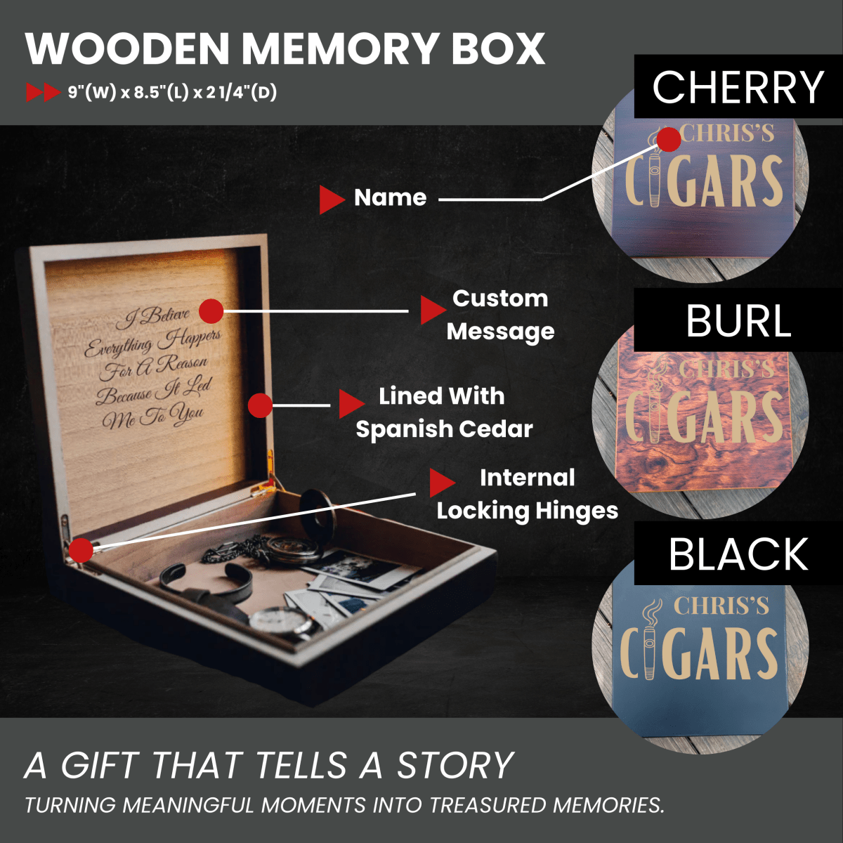 Unique Personalized The Legacy Cigar Box Customized Gifts for Men Groovy Cigars, a personalized cigar gift engraved and shipped by Groovy Cigars