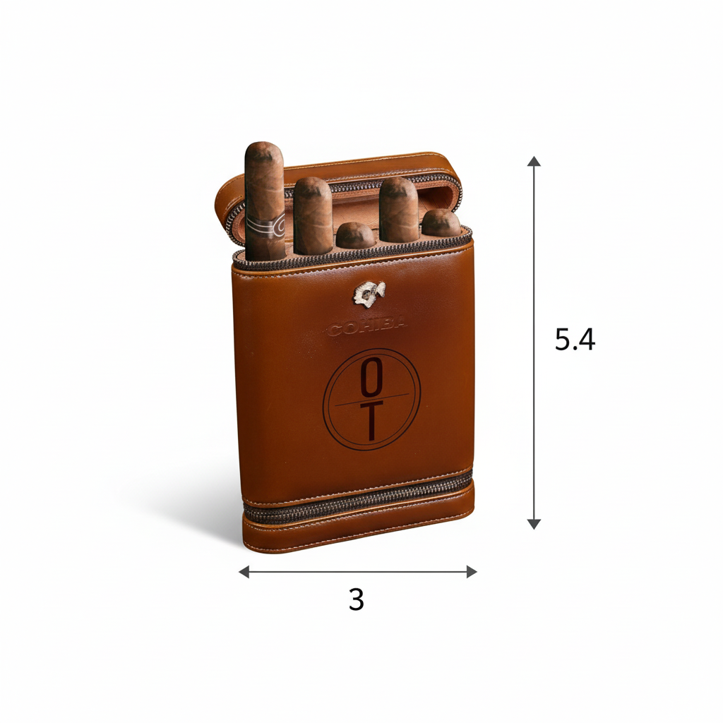 Personalized Leather Cigar Travel Case | 5-Cigar Capacity