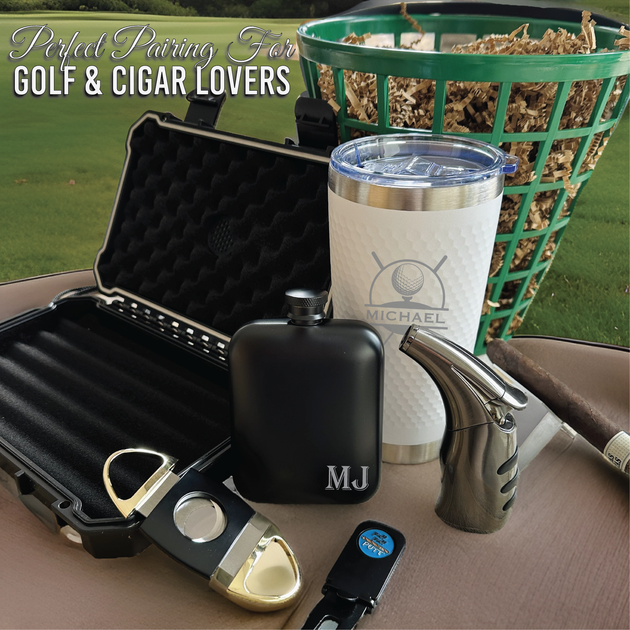 Cigar Lovers Golf Gift Basket 