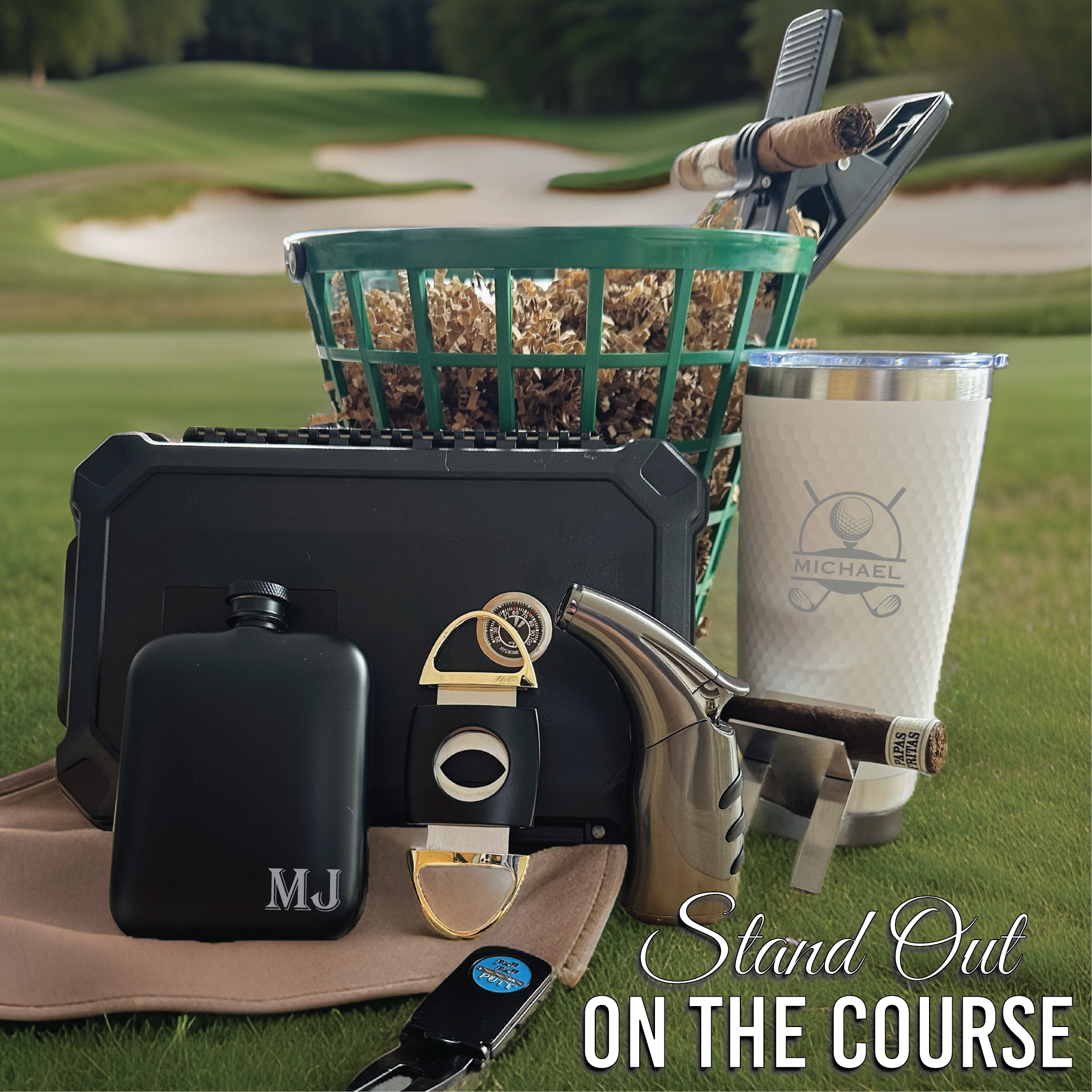 Cigar Lovers Golf Gift Basket 