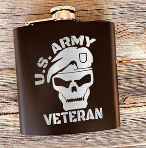 Army Veteran Skull Flask