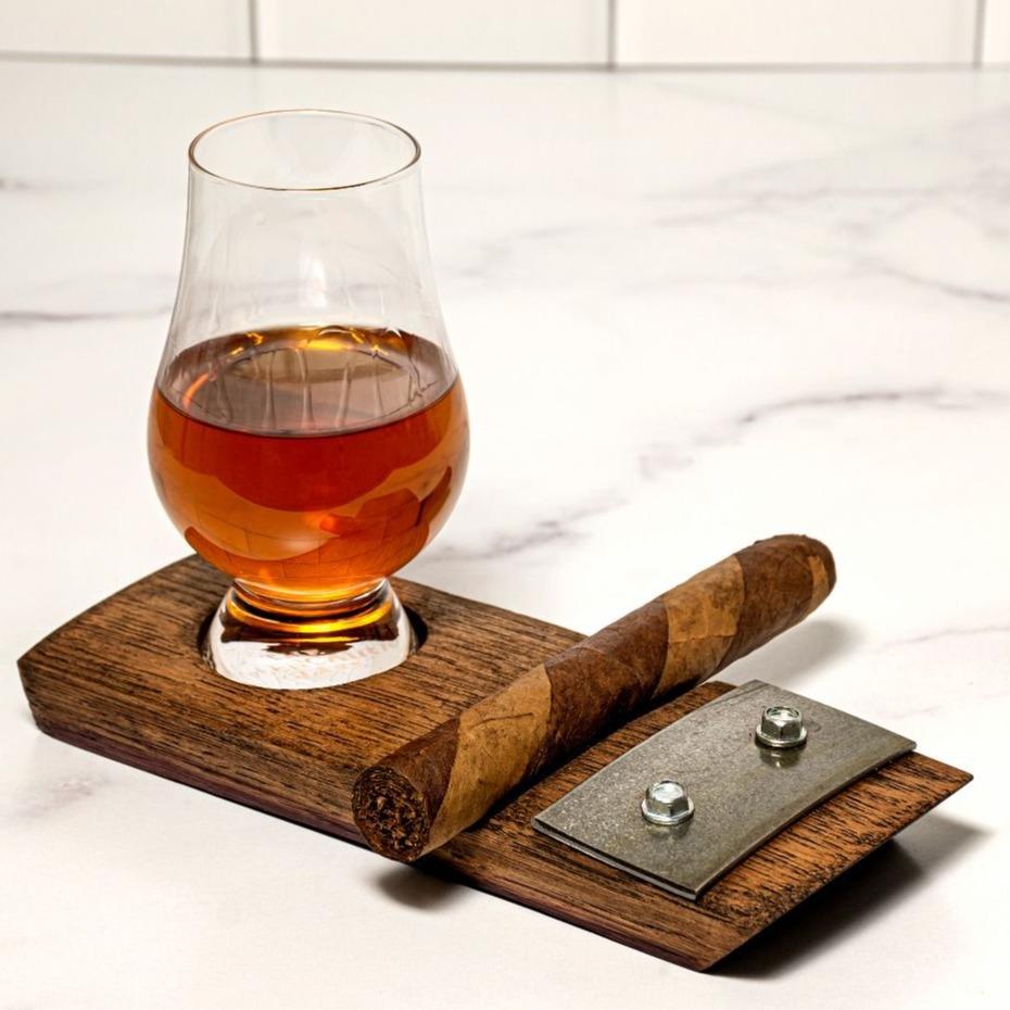 Personalized Whiskey & Cigar Tray Glass Holder Ashtray Whiskey