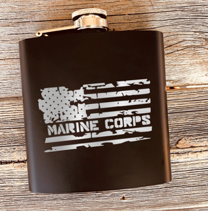 Marine Corps American Flag Flask