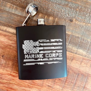 Marine Corps American Flag Flask