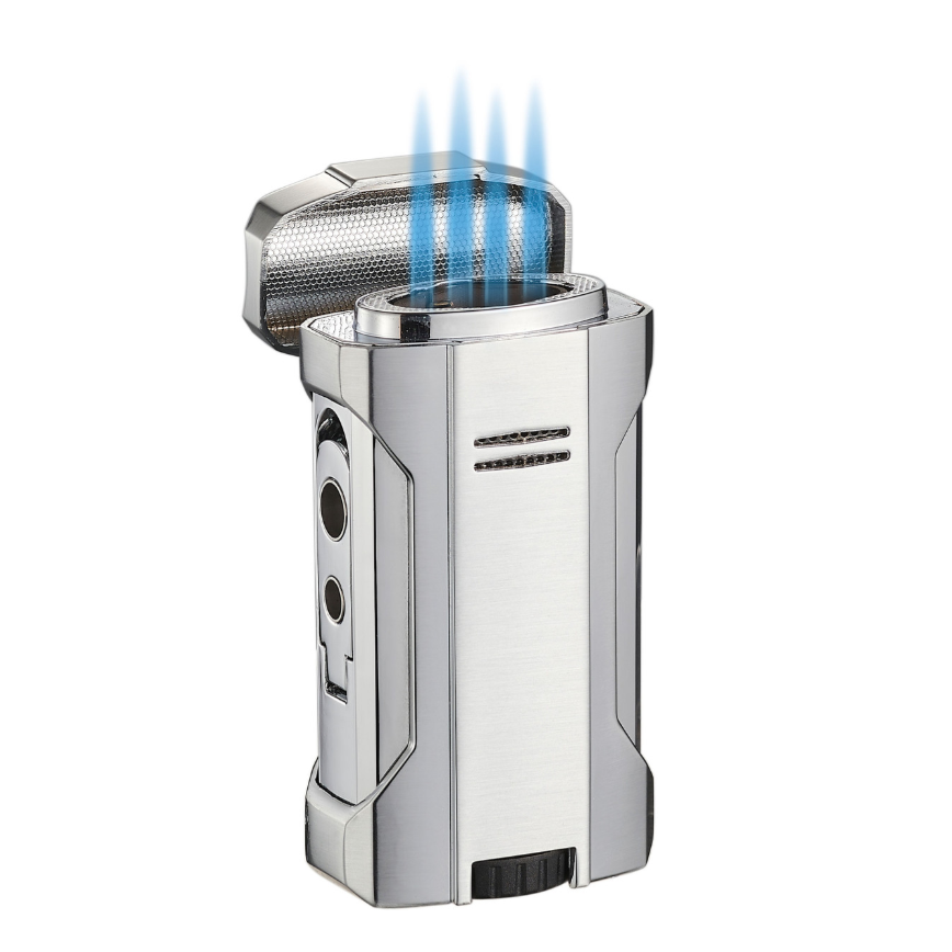Silver Quad Flame Torch Lighter 