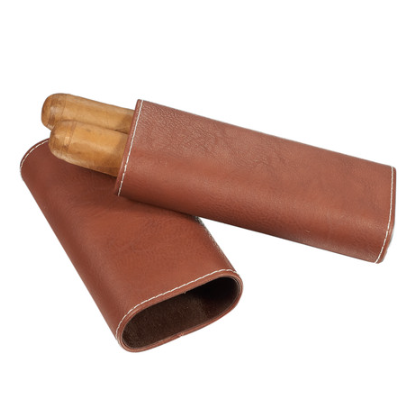 Chocolate Brown Leather Cigar Case 