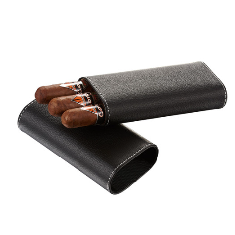 Black Textured Leather Cigar Case 