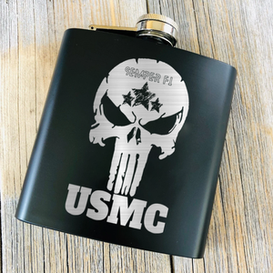 USMC Skull Flask