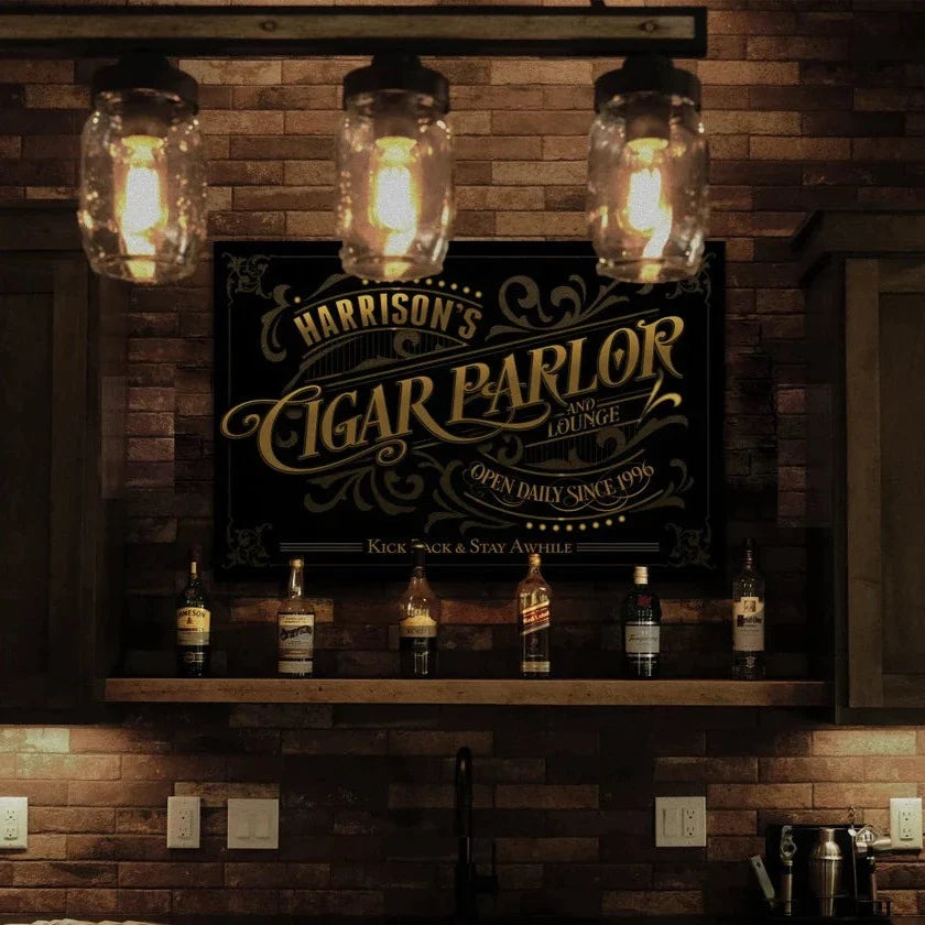 Personalized Cigar Parlor Sign – Custom Man Cave Decor – Groovy Cigars