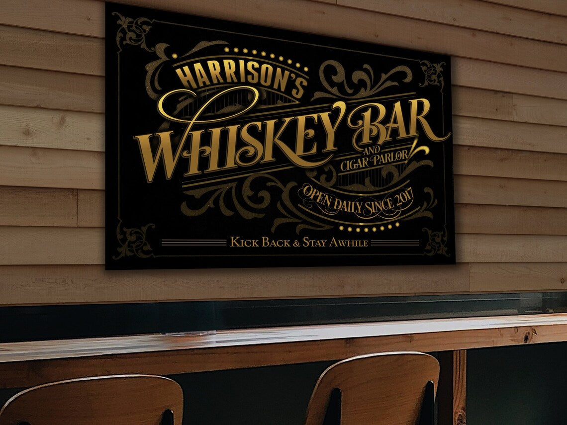 Whiskey Bar and Cigar Parlor Sign 