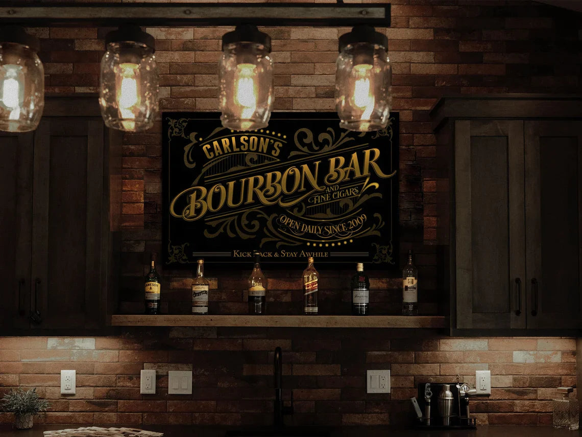 Bourbon Bar and Cigar Parlor Sign 
