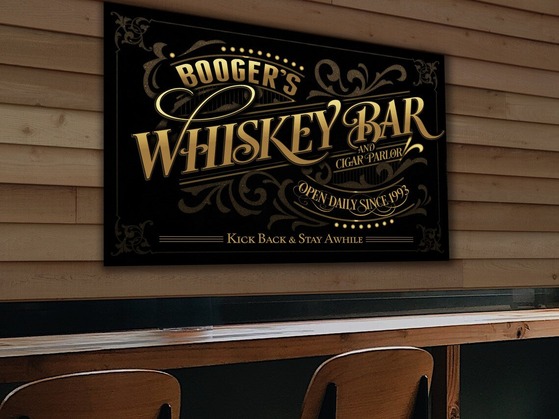 Whiskey Bar and Cigar Parlor Sign 