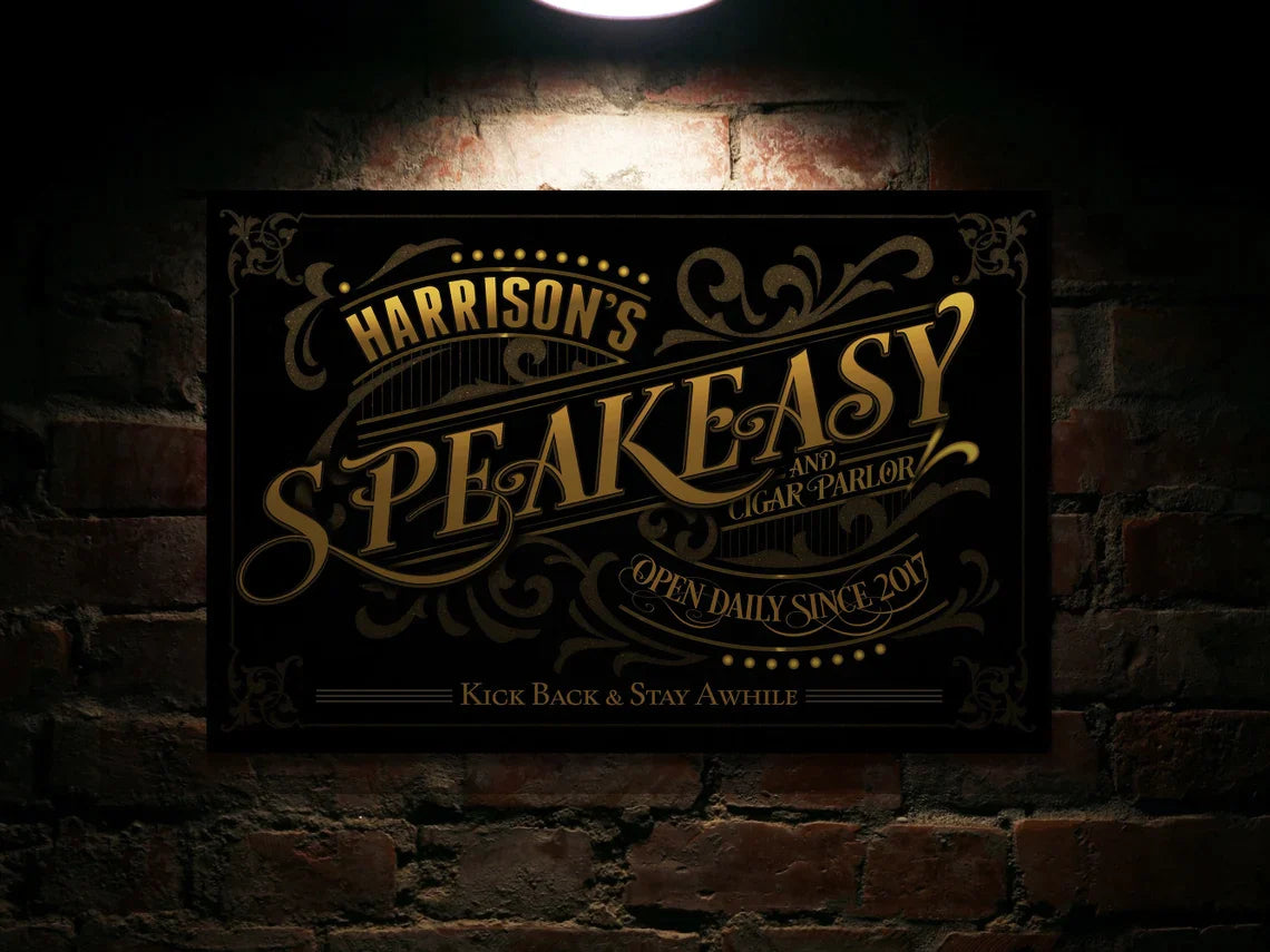 Personalized Speakeasy Cigar Parlor Sign 