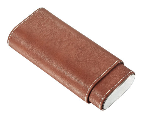 Chocolate Brown Leather Cigar Case 